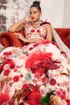 Shop_Varun Bahl_Pink Organza 4x4 Embroidery Hand Made Floral Bridal Lehenga Set _at_Aza_Fashions