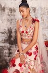 Varun Bahl_Pink Organza 4x4 Embroidery Hand Made Floral Bridal Lehenga Set _Online_at_Aza_Fashions
