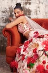 Buy_Varun Bahl_Pink Organza 4x4 Embroidery Hand Made Floral Bridal Lehenga Set _Online_at_Aza_Fashions
