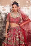 Varun Bahl_Red Modal Dupion Embroidery Nakshi And Swarovski Bridal Lehenga Set _Online_at_Aza_Fashions