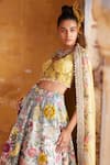 Buy_Varun Bahl_Multi Color Modal Dupion Embroidery Flower Swarvoski Lehenga Set _Online_at_Aza_Fashions