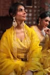 Kalighata_Yellow Organza Embroidery Sequins Varry Floral Anarkali With Dupatta _Online_at_Aza_Fashions