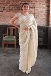 Buy_Kalighata_Gold Tissue Embroidered Zardozi Saree With Unstitched Blouse Piece  _at_Aza_Fashions