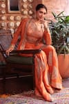 Buy_Kalighata_Orange Tissue Chanderi Embroidered Floral Gota Patti Sharara Set _at_Aza_Fashions