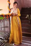 Buy_Kalighata_Yellow Georgette Organza Embroidered Sequin Embellished Lehenga Set _at_Aza_Fashions