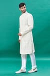 Buy_RNG Safawala_Off White Raw Silk Embroidery Thread Sherwani Set _Online_at_Aza_Fashions