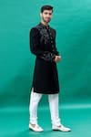 Shop_RNG Safawala_Black Terry Embroidery Cutdana Achkan Set _Online_at_Aza_Fashions