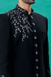 RNG Safawala_Black Terry Embroidery Cutdana Achkan Set _at_Aza_Fashions