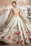 Buy_Varun Bahl_Green Chanderi And Organza Embroidery Floral Corsage Bridal Lehenga Set _at_Aza_Fashions