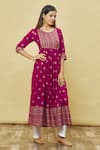 Buy_Samyukta Singhania_Wine Geometric Print Anarkali _at_Aza_Fashions