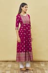 Buy_Samyukta Singhania_Wine Geometric Print Anarkali _Online_at_Aza_Fashions