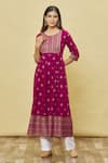 Shop_Samyukta Singhania_Wine Geometric Print Anarkali _Online_at_Aza_Fashions