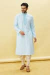 Shop_Samyukta Singhania_Sky Blue Cotton Plain Paisley Solid Kurta And Patiala Set _Online_at_Aza_Fashions