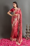 Buy_Ruar India_Red Tissue Embroidered Aari Round Rajinigandha Saree With Blouse  _at_Aza_Fashions