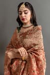 Buy_Ruar India_Brown Tissue Embroidered Marodi Sarson Zardozi Saree With Blouse _Online_at_Aza_Fashions
