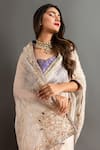 Buy_Ruar India_White Tissue Embroidered Zardozi V Gokharu Mor Saree With Blouse 