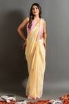 Buy_Ruar India_Yellow Chiffon Embroidered Sequin Sweetheart Neck Canary Saree With Blouse _at_Aza_Fashions