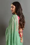 Shop_Ruar India_Green Georgette Embroidered Sequin Sweetheart Neck Bhanwari Saree With Blouse _at_Aza_Fashions