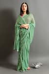 Buy_Ruar India_Green Georgette Embroidered Sequin Sweetheart Neck Bhanwari Saree With Blouse 