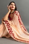 Buy_Ruar India_Peach Chiffon Embroidered Sequin Nand Saree With Contrast Blouse  