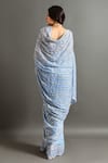 Shop_Ruar India_Blue Chiffon Embroidered Sequin Round Mogra Stripe Saree With Blouse _at_Aza_Fashions