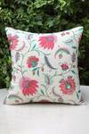 Buy Studio Covers Beige Cotton Polyester Blend Thread Embroidered Floral Blush Cushion Cover at Aza Fashions Buy_Studio Covers_Beige Cotton Polyester Blend Thread Embroidered Floral Blush Cushion Cover_at_Aza_Fashions