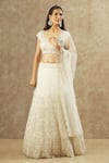 Keerthi Kadire_Off White Net Hand Embroidered Pearl Round Work Blouse Bridal Lehenga Set _Online_at_Aza_Fashions