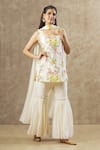 Buy_Keerthi Kadire_Off White Georgette Printed Floral Round Pattern Kurta Sharara Set _at_Aza_Fashions