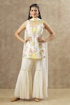 Buy_Keerthi Kadire_Off White Georgette Printed Floral Round Pattern Kurta Sharara Set _Online_at_Aza_Fashions