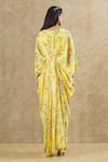 Shop_Keerthi Kadire_Yellow Georgette Printed Floral V Neck Kaftan With Inner _at_Aza_Fashions