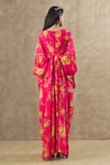 Shop_Keerthi Kadire_Pink Georgette Printed Floral V Neck Pattern Kaftan With Inner _at_Aza_Fashions