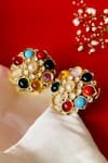Buy_Nayaab By Sonia_Gold Plated Crystals, Stones Nau Ratan Studs _at_Aza_Fashions