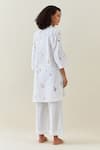 Shop_Anantaa By Roohi_White Cotton, Linen Split V-neck Botanical Print Kurta And Pant Set _at_Aza_Fashions