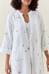 Buy_Anantaa By Roohi_White Cotton Bandeau Neck, Botanical Print Jacket Pant Set 