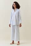Buy_Anantaa By Roohi_Purple Cotton, Linen Embroidery Collared Printed Shirt And Striped Pant Set _Online_at_Aza_Fashions