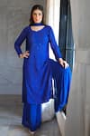 Buy_LABEL AISHWARYRIKA_Blue Georgette Hand Embroidered Chikankari Round Kurta _at_Aza_Fashions