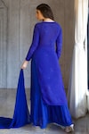 Shop_LABEL AISHWARYRIKA_Blue Georgette Hand Embroidered Chikankari Round Kurta Pant Set _at_Aza_Fashions