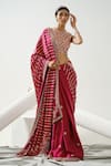 Buy_Tamaraa By Tahani_Pink Satin Silk Embroidery Sequin Boat Harmony Linear Pattern Saree With Blouse _at_Aza_Fashions