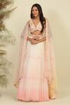 Buy_Priyanka Jain_Ivory Silk, Georgette Sequins, Pearls, Enchanted Embroidered Blouse Lehenga Set _at_Aza_Fashions