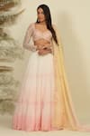 Priyanka Jain_Ivory Georgette Woven Sequins Sunset Serenade Embroidered Blouse Lehenga Set _at_Aza_Fashions