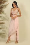 Priyanka Jain_Pink Silk, Georgette, Linen Sequins, Beads, Ombre Embroidered Cape Skirt Set _Online_at_Aza_Fashions