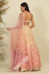 Shop_Priyanka Jain_Pink Net Woven Sequins V Whispering Petals Embroidered Blouse Bridal Lehenga Set _at_Aza_Fashions