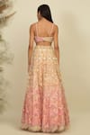 Priyanka Jain_Pink Net Woven Sequins V Whispering Petals Embroidered Blouse Bridal Lehenga Set _at_Aza_Fashions