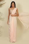 Buy_Priyanka Jain_Pink Silk Woven Sequins Square Neck Pre-draped Saree With Embroidered Blouse _at_Aza_Fashions