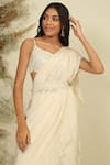 Shop_Priyanka Jain_Ivory Silk Woven Sequins Square Neck Ruffle Pre-draped Saree With Blouse _Online_at_Aza_Fashions