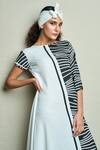 Buy_1999AD By Amita & Deepak_Black Georgette Stripe Round Soren Tunic Dress _Online_at_Aza_Fashions