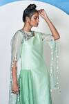 Shop_1999ad By Amita & Deepak_Green Chanderi Tassels Round Neck Rosen Tunic _at_Aza_Fashions