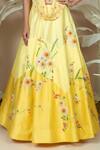 Buy_1999ad By Amita & Deepak_Yellow Chanderi Embroidery Round Neck 3d Floral Lehenga With Blouse _Online_at_Aza_Fashions