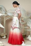Buy_1999ad By Amita & Deepak_White Chanderi, Organza Embroidery V-neck Jasper Flower Lehenga Set 