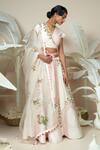 Shop_1999ad By Amita & Deepak_Pink Chanderi Embroidery, Sequins, Beads Ashby Flower Lehenga With Blouse _Online_at_Aza_Fashions